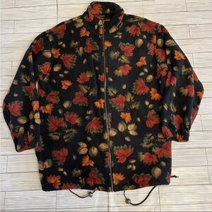 Not for
Sale 🍂Vintage Fall Maple Leaves Acorns Zip Up Fleece 🍁